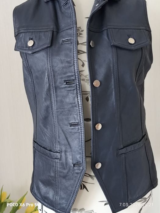 Bezrękawnik skórzany