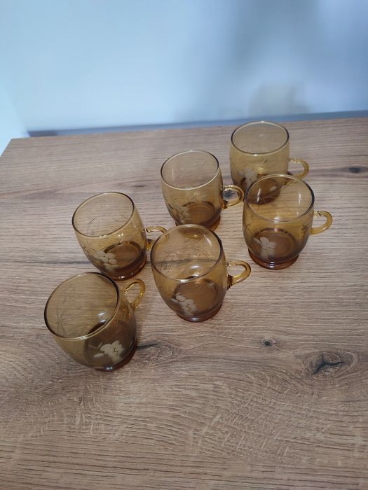 Zestaw 6 szt szklaneczki PRL Bardzo Polecam