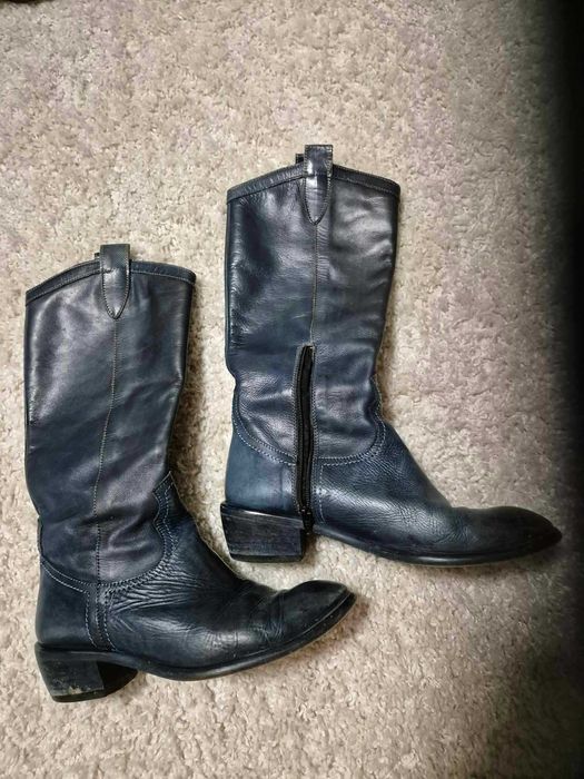 Kozaki, skóra Venezia, granatowe