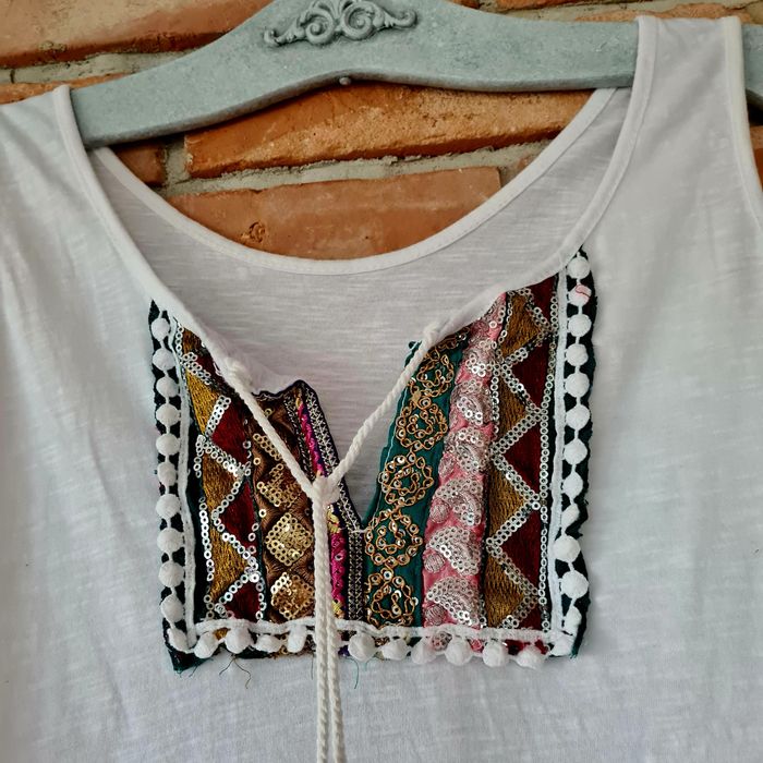 Biała bawełniana boho Sukienka