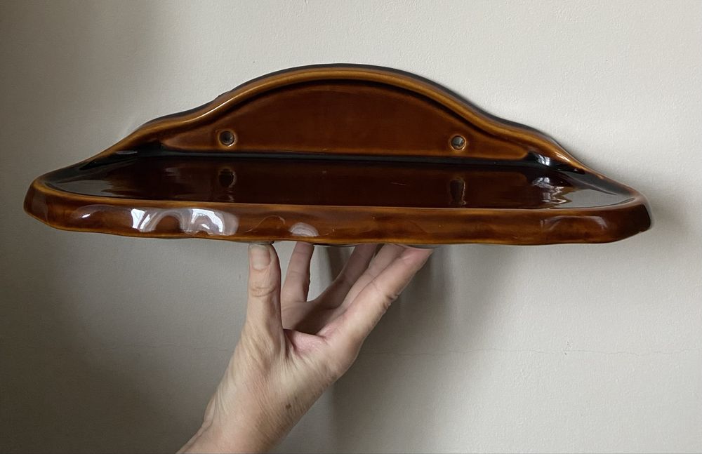 Ceramiczna półka ścienna w kształcie muszli, vintage