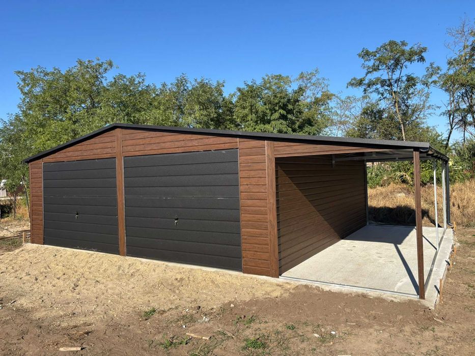 GARAŻ BLASZANY Garaże blaszane 7×6 m + WIATA 2 m blaszaki Profil