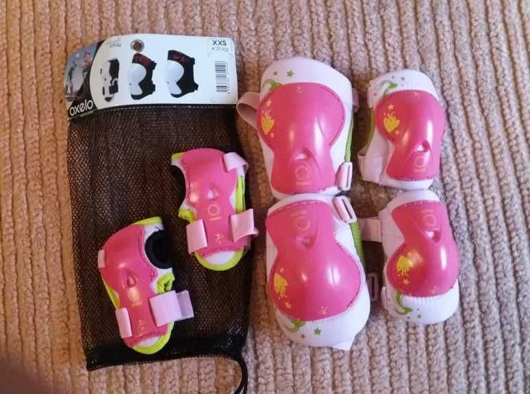 Conjunto de joalheiras, cotoveleiras, Patins em linha Oxelo, Capacetes