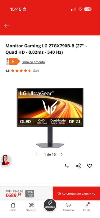 LG UltraGear 27GX790B-B Tandem WOLED - Garantia 10/2029
