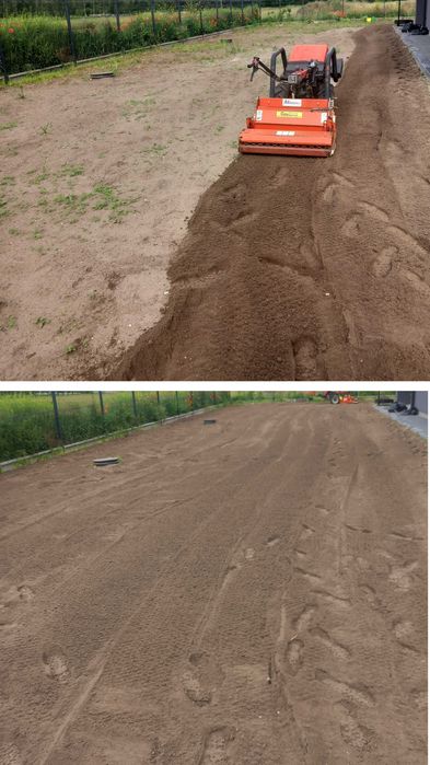 wertykulacja trawnika, glebogryzarka separacyjna, maszynowy siew trawy