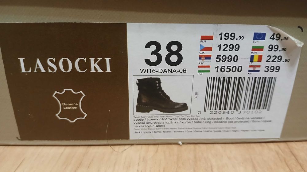 Buty zimowe Lasocki 38 czarne (37,5)