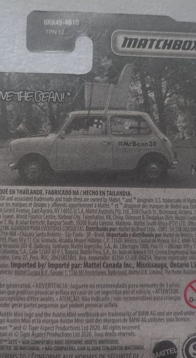 Mini cooper matchbox mr Bean