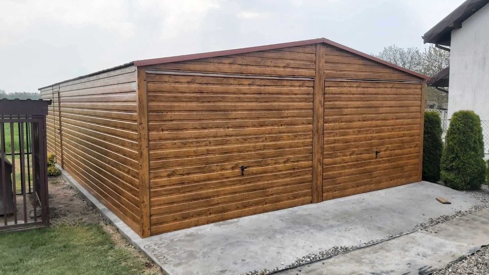 Garaż blaszany 6x8 drewnopodobny, opcja personalizacji na życzenie!
