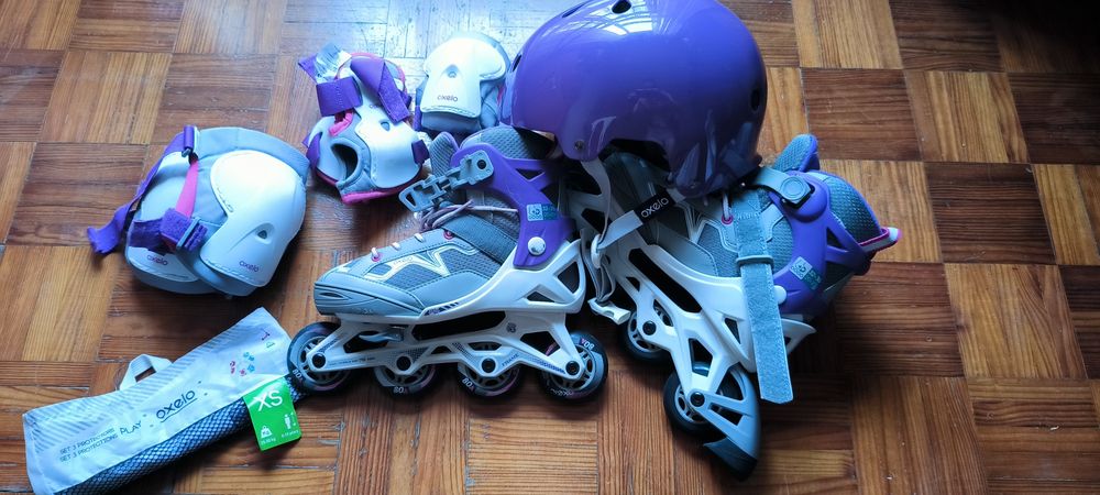 Patins em linha (criança 32-35) + set proteção XS