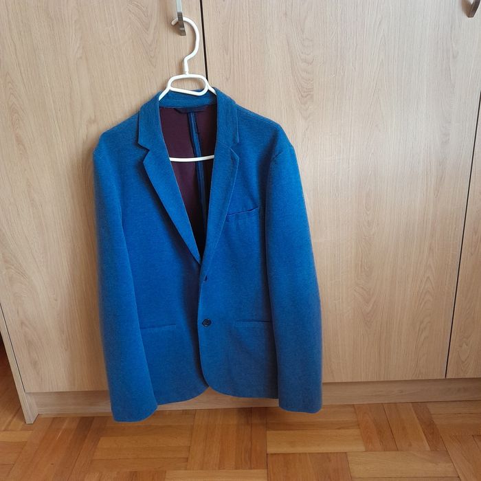 Marynarka  H&M r. 175 dzianinowa niebieska chłopiec bdb