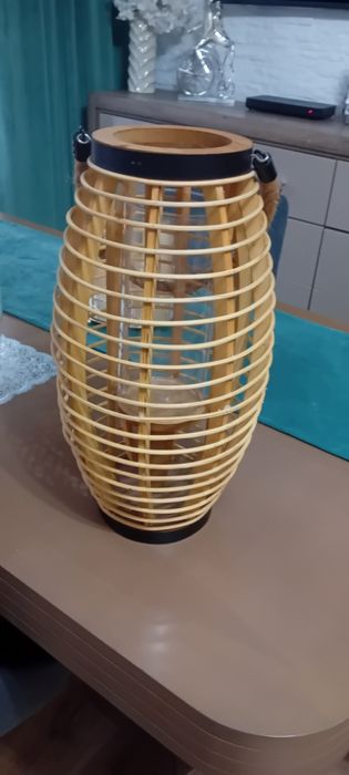 Piękny duży lampion drewniany Boho