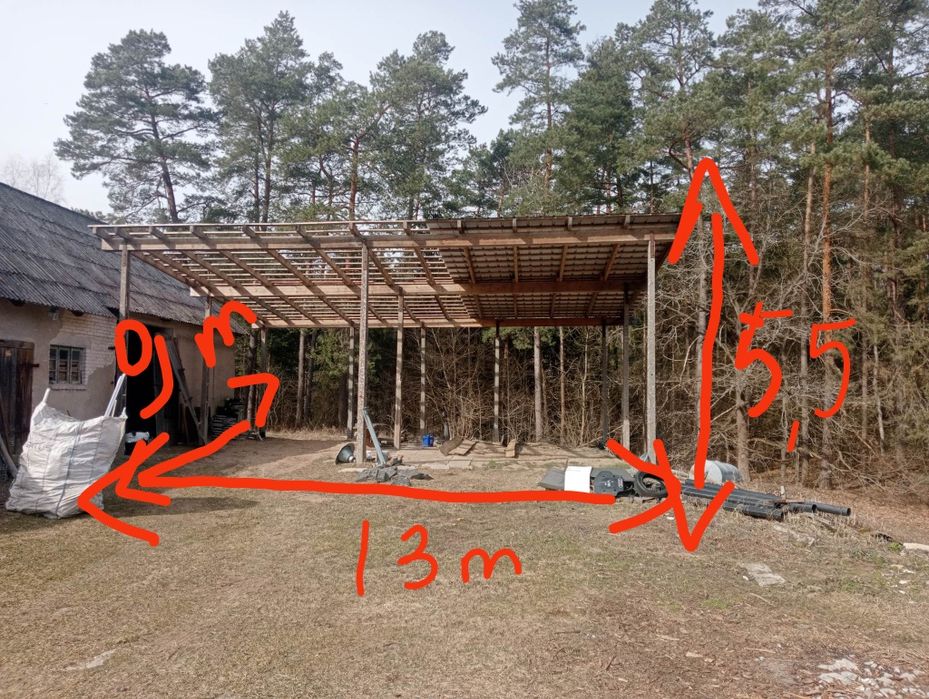 Duża wiata garaż na cztery auta