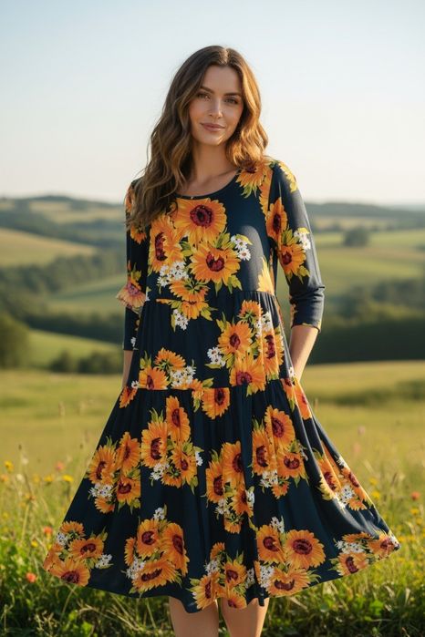 Okazja! Sukienka letnia słoneczniki 100% rayon M