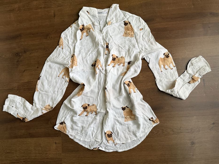 Блуза жіноча з мопсами cropp xs