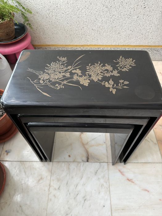 Conjunto 3 mesas laterais de apoio empilhaveis