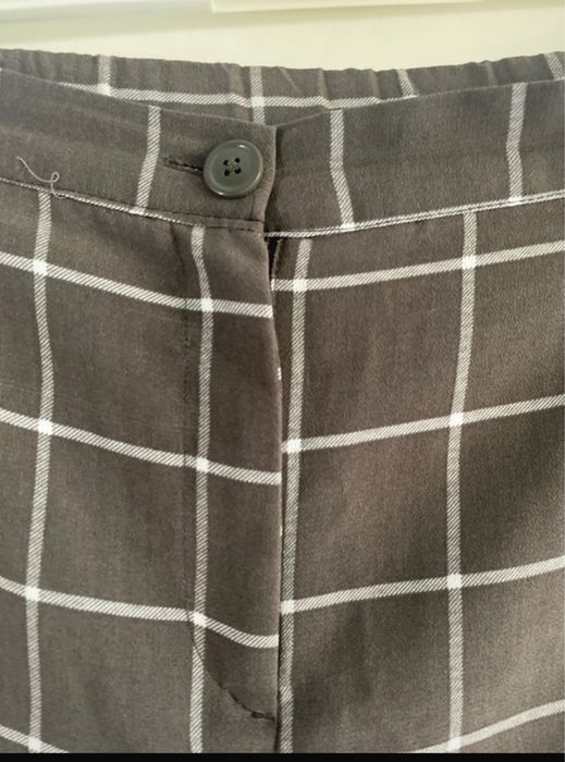 Szare spodnie w kratke, szyte samemu, rozmiar L/XL