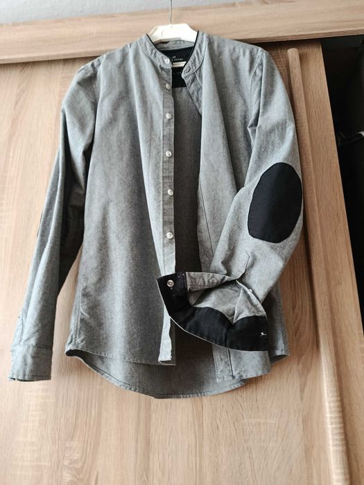 Koszula lniana z rękawem i że stójką