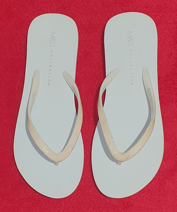 NOWE klapki japonki białoseledynowe Marks & Spencer, roz. 36 / 24 cm