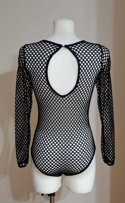 Czarne siateczkowe body eleganckie, kobiece, nowe