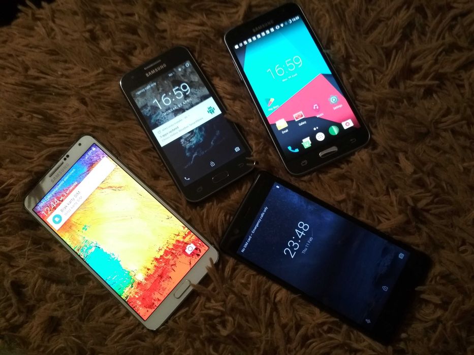 Galaxy Note 3, Nokia 3, Samsung J3, Samsung J1 (4 telefony) + Laptop Dell Latitude E6320 (i5, 8gb, 160hdd)