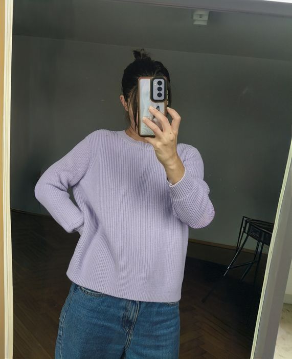 Liliowy sweter bawełna 100% cotton sweater holliday L
