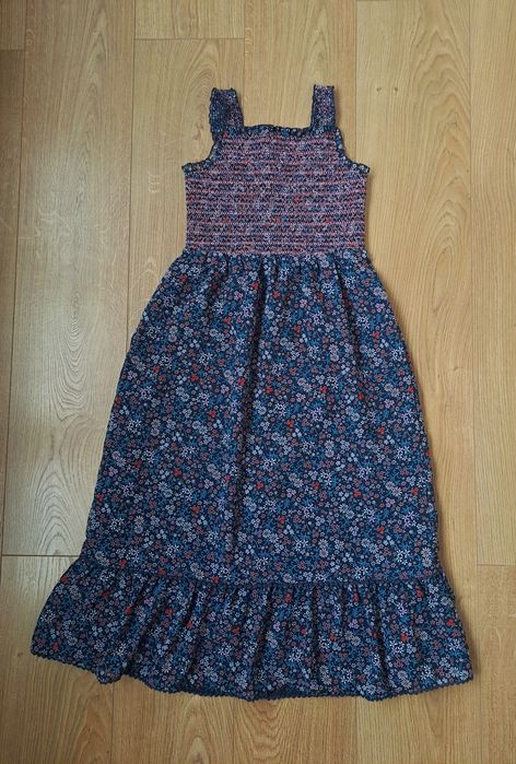 Летний длинный синий нарядный сарафан для девочки