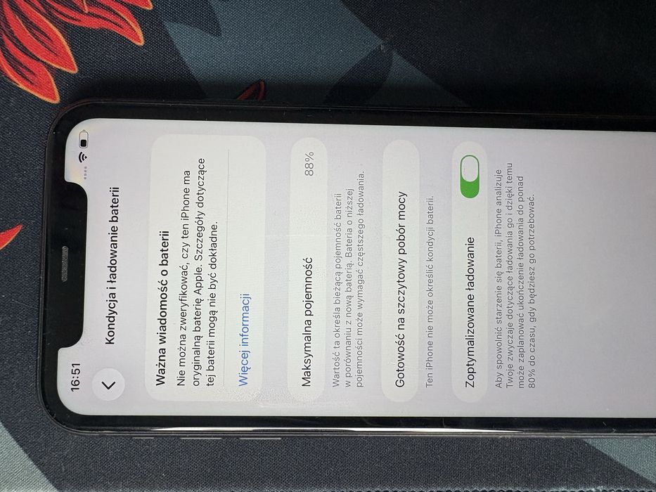 Iphone 11 88% kondycji bateria po wymianie