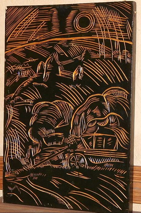 Двухсторонняя картина резьба на дереве липа, масло, лак.