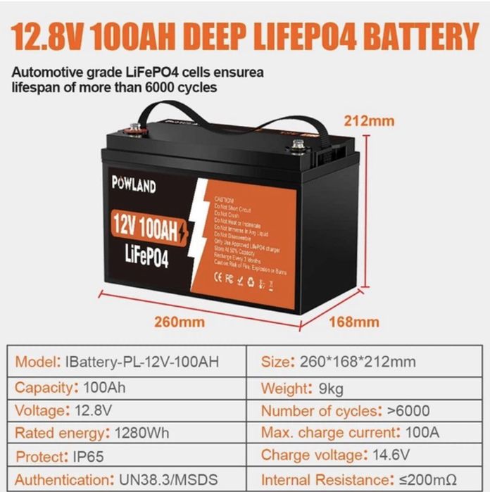 Аккумулятор POWLAND 12V 100AH LiFePO4