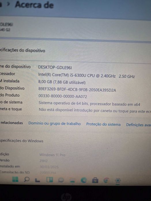 HP  640-G2 processador i5-6300, sem anomalia