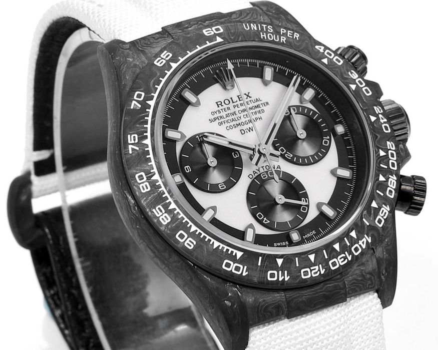 Rolex Daytona karbon pasek tekstylno Skórzany