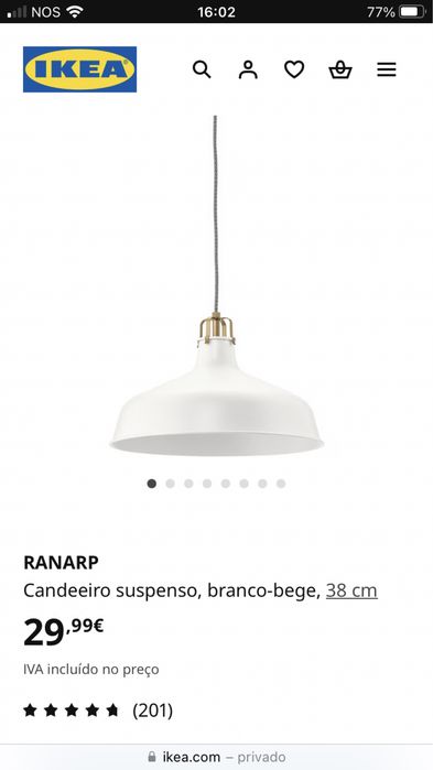 2 candeeiros Abajours Ranarp ikea NOVOS