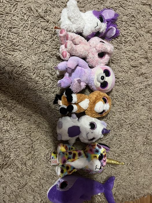 Мʼякі іграшки глазастики пес слон единоріг риба