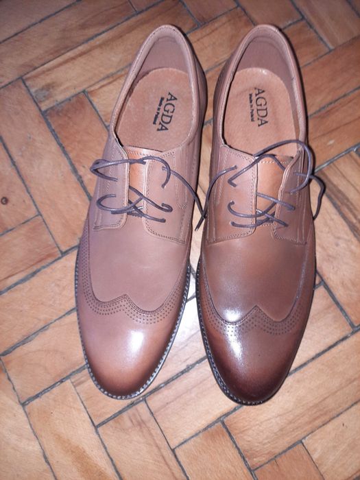 Buty skórzane jasny brąz
