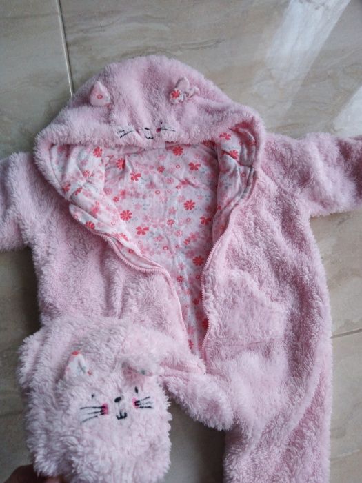 Jak NOWY Kombinezon KOT, kwiaty, jesień wiosna pajac 3-6 msc 68