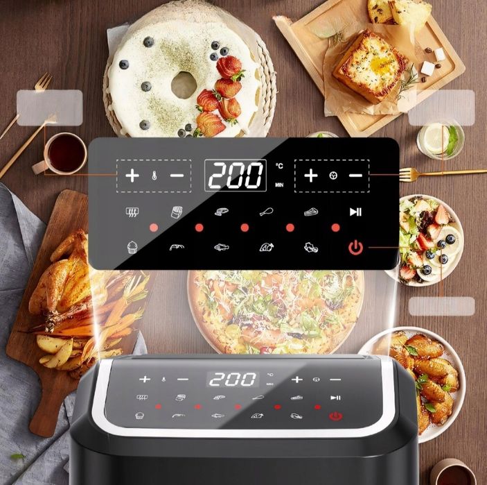 Frytkownica beztłuszczowa AirFryer 5.5l duża 10 programów 1600W mocna