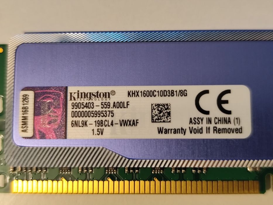 2x Dimms DDR3 8gb Kingston HyperX 1600Mhz CL10