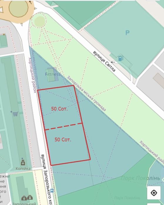 Продаж землі під забудову 1 гектар в центрі Хортицького району-100000$