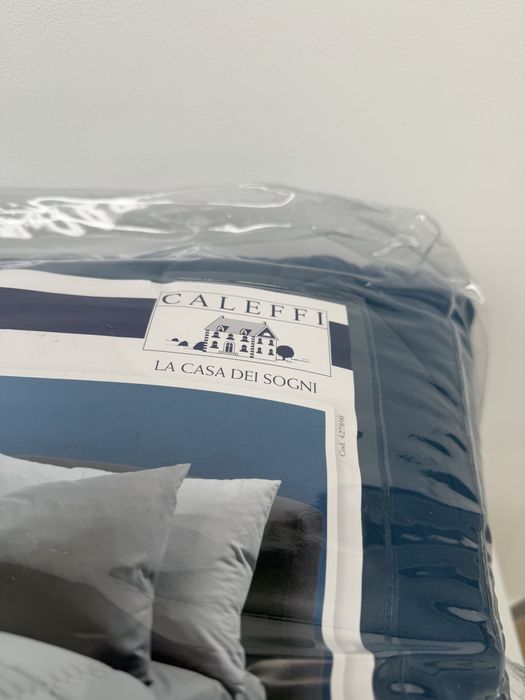 Caleffi kołdra dwuosobowa narzuta na łożko 260x265cm niebieska Włoska