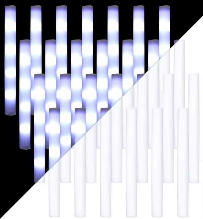 20 unidades bastões  de espuma luminosos com LED branco 48 cm
