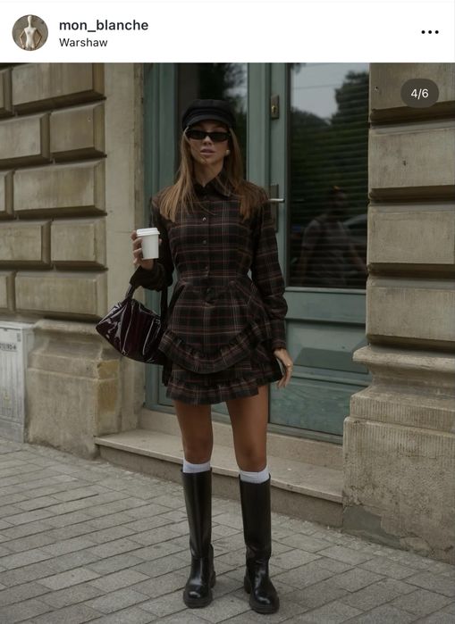 Сукня в клітинку коричнева українського бренду mon blanche