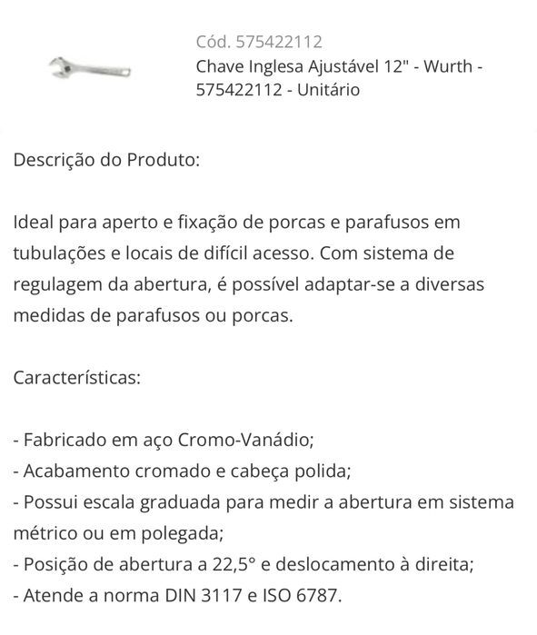 Wurth Chave inglesa 12”