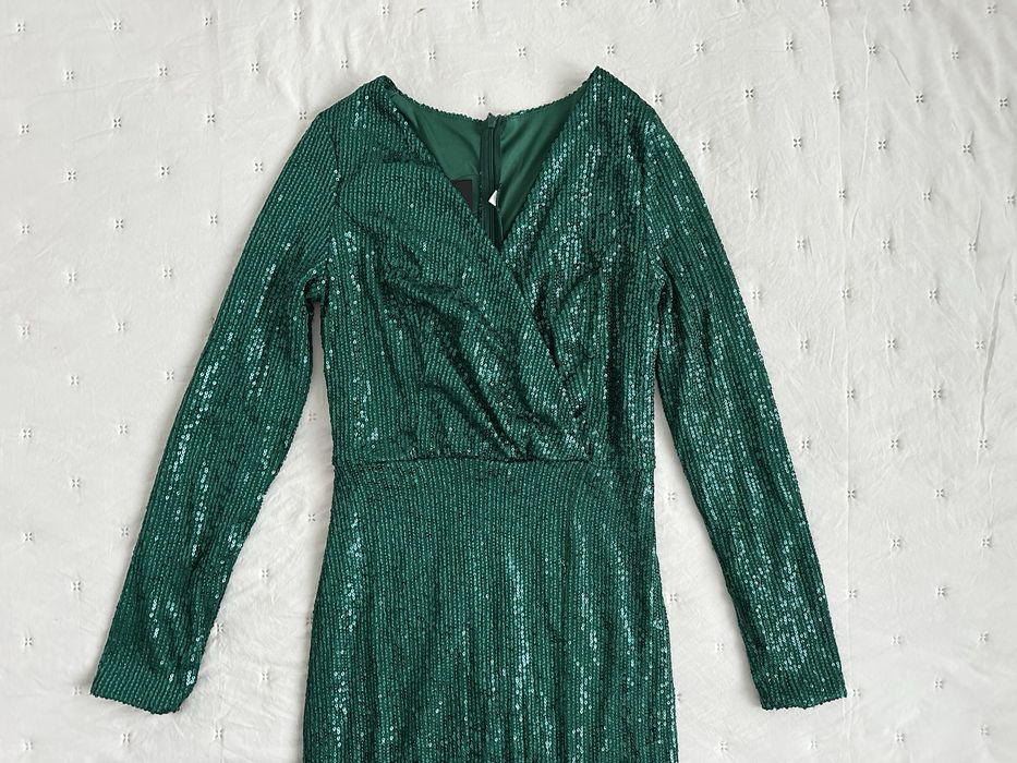 Nowa długa maxi sukienka butelkowa zieleń M 38 studniówka wesele bal