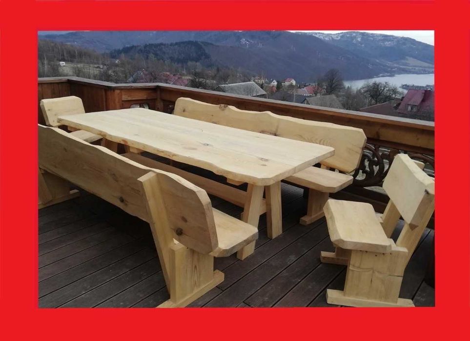 WYPRZEDAŻ! Góralskie meble Ogrodowe z litego drewna, meble do ogrodu