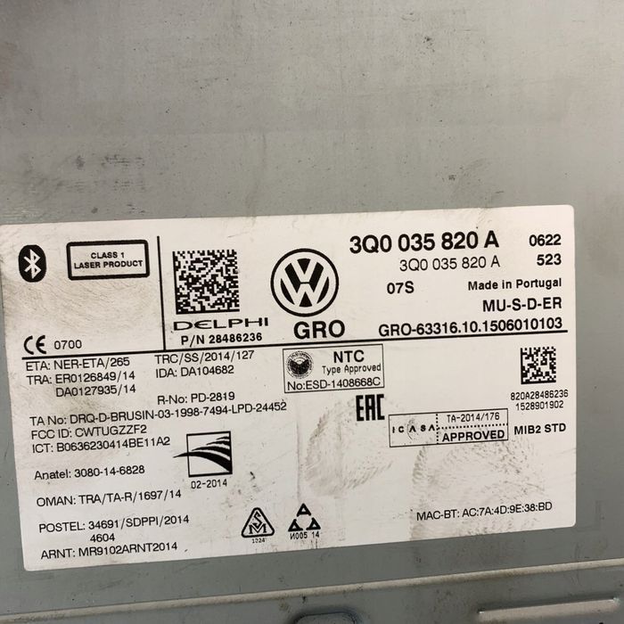 Czytnik Kart Sd Mmi Nawigacji Radia Navi Vw Passat B8 3G 17R