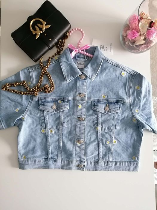 Kurteczka katana jeansowa marivy premium jeans L stokrotki