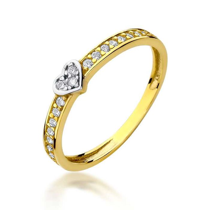 ZŁOM ZŁOTA 333 Złoty Nowy Pierścionek Serce z Cyrkoniami Zaręczynowy