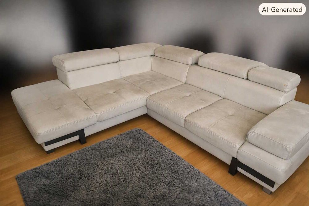 Sofá de canto modular com cama e caixa de arrumação para renovar