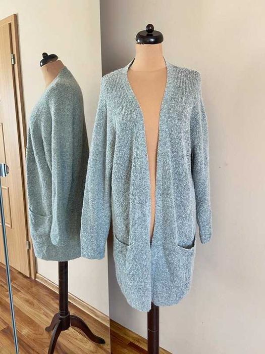 42 44 kaffe dlugi sweter szary long welna moher oversize narzuta