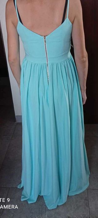 Długa miętowa sukienka